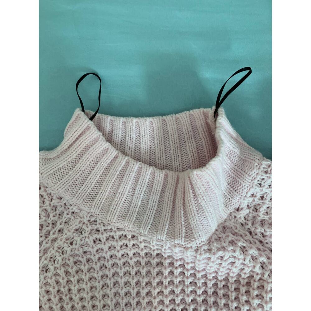 Divided Pink Mock Turtleneck Crop Sweater - M - Picture 2 of 7